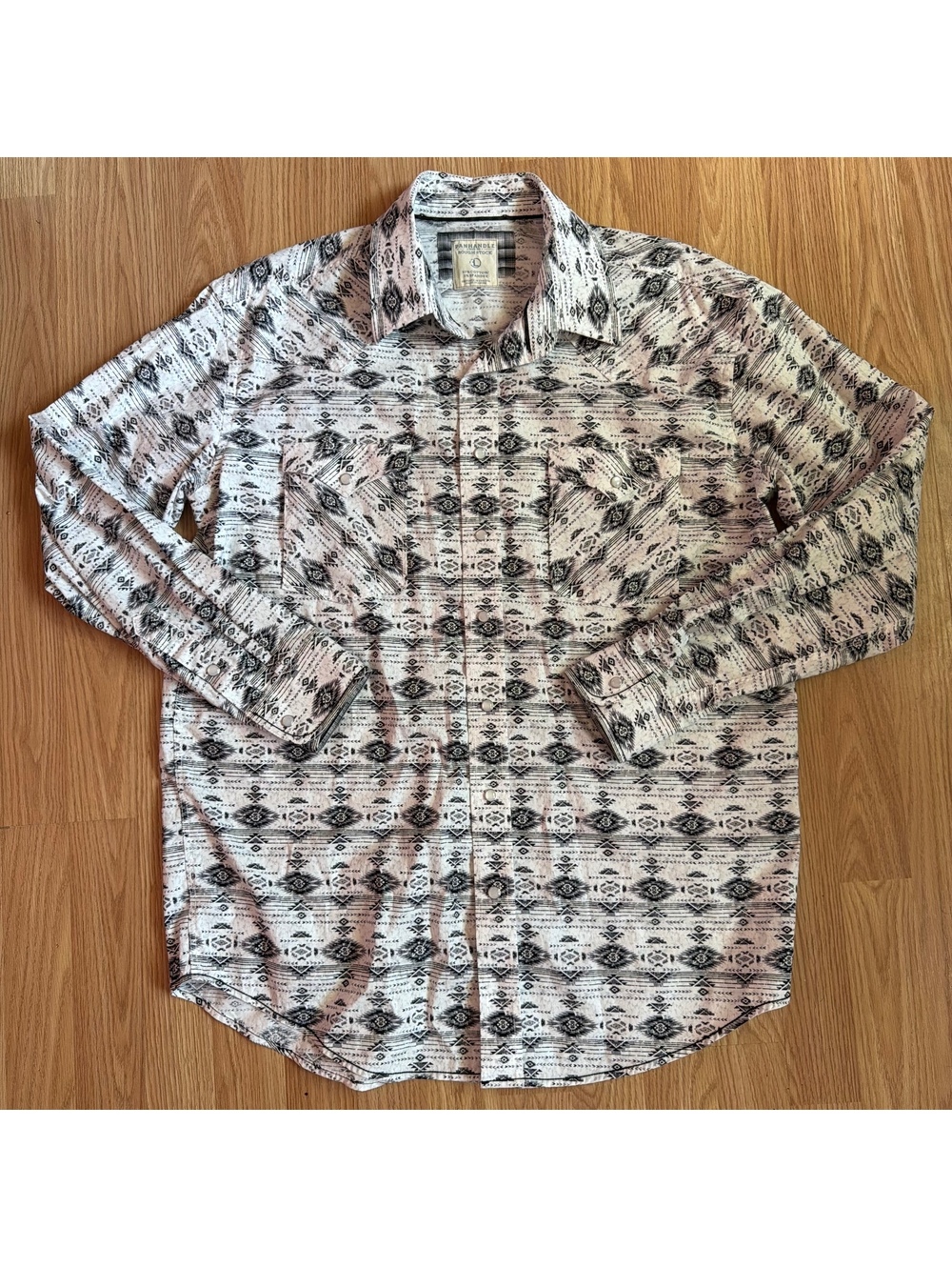 Panhandle Rough Stock Western Pearl Snap Aztec Print Size Large